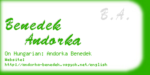 benedek andorka business card